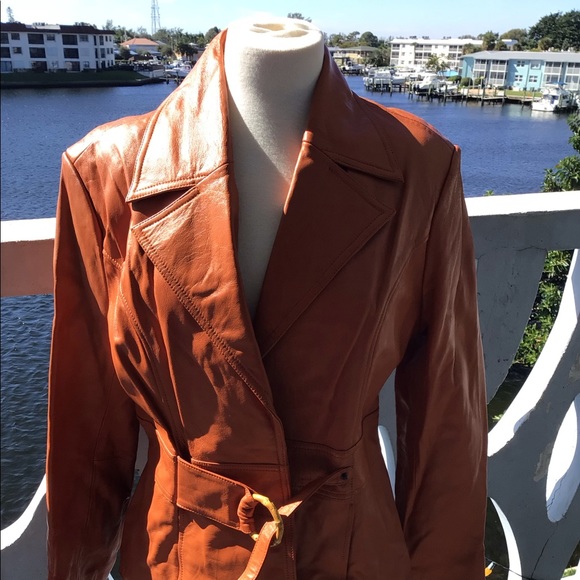 Jerry Lewis Classic Luxuries Leather Jacket with Bamboo Slip Ring Belt - NWT - Picture 3 of 16